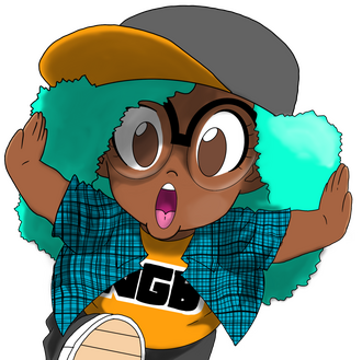 Digital fan art of Xaimi, drawn by Meekzking, inspired by Akira Toriyama's character Arale from the manga Dr. Slump.